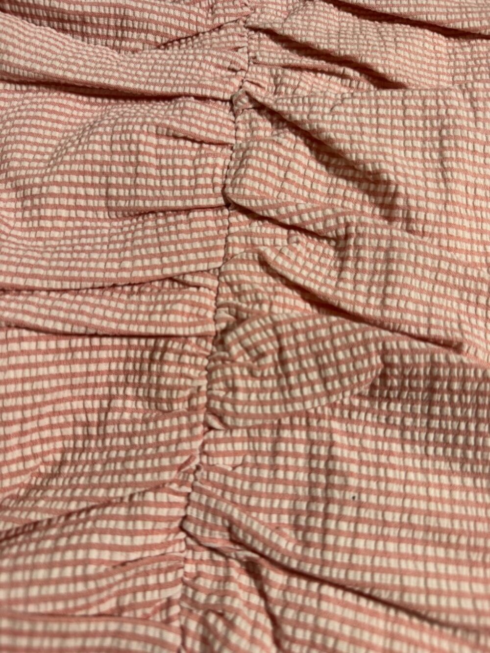 Willow & Clay Pink Seersucker Ruched Puff Sleeve Bodycon Mini Dress Womens M NWT - Picture 5 of 10